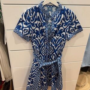 Alice + Olivia Blue and White Patterned Dress